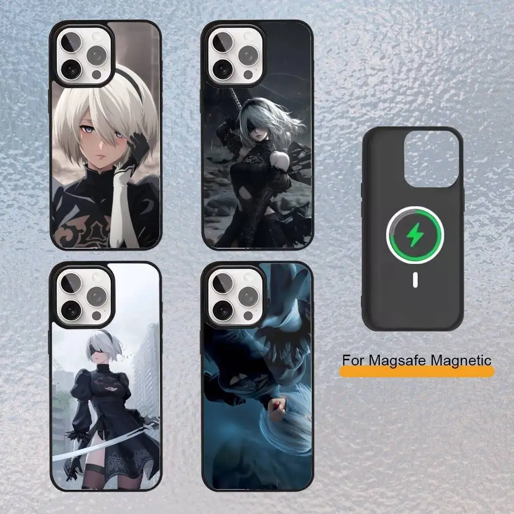 

Shockproof Game N-NieR Automata 2B Phone Case for iPhone 17,16,15,14,13,12,11 Plus,Pro Max Magnetic Wireless Charging Cover