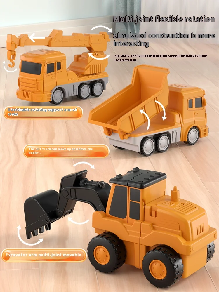 Children's Magnetic Toys Boys Building Block Assembly Construction Vehicles Deformable Robots Puzzle Toys Birthday Gift