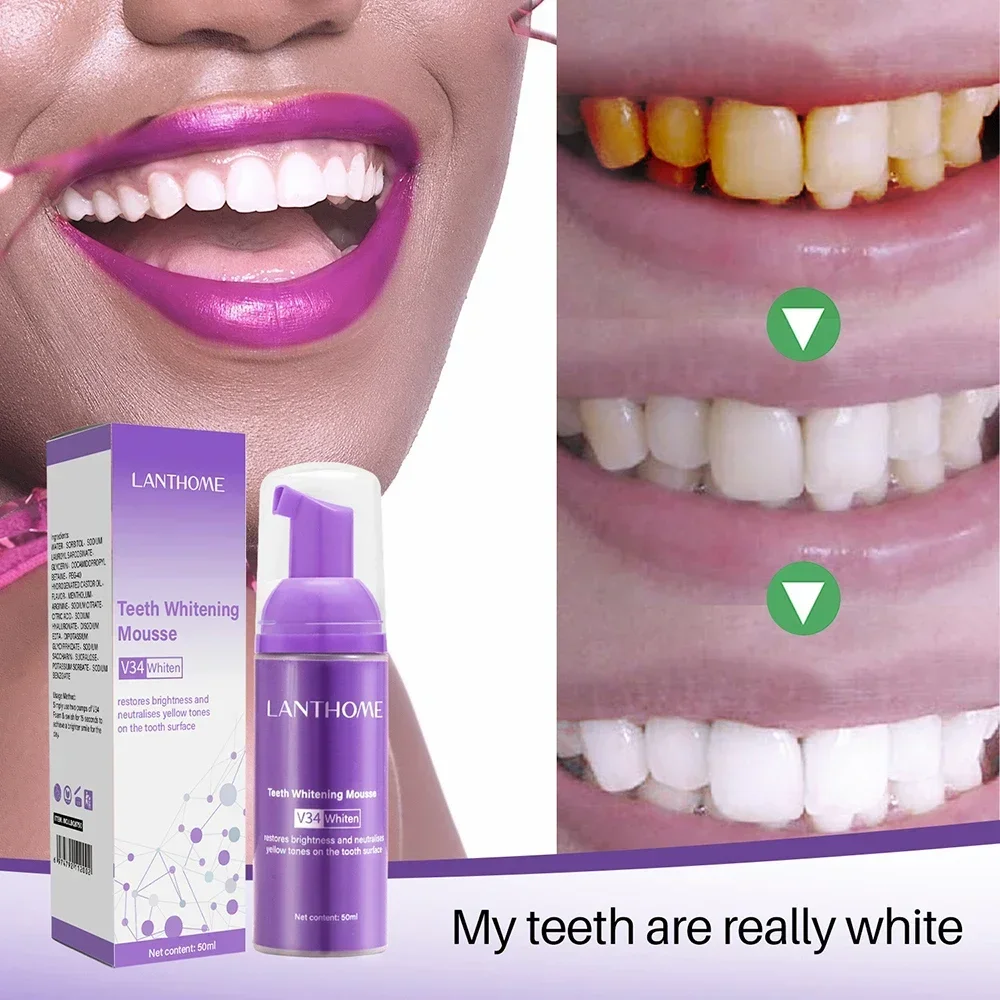 V34 Toothpaste Mousse Teeth Cleaning Whitening Toothpaste Yellow Teeth Removing Tooth Stains Oral Cleaning Hygiene New 50ml