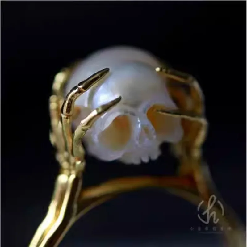 Creative Personalized Skeleton Golden Ring Funny Interesting Unique Design Jewelry Attractive Decoration Hobby Collectibles