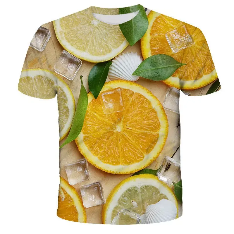 T-shirt Hd da uomo riotosa alla frutta con personalità estiva moda Hip Hop manica corta Top astratto Harajuku abbigliamento di qualità creativa