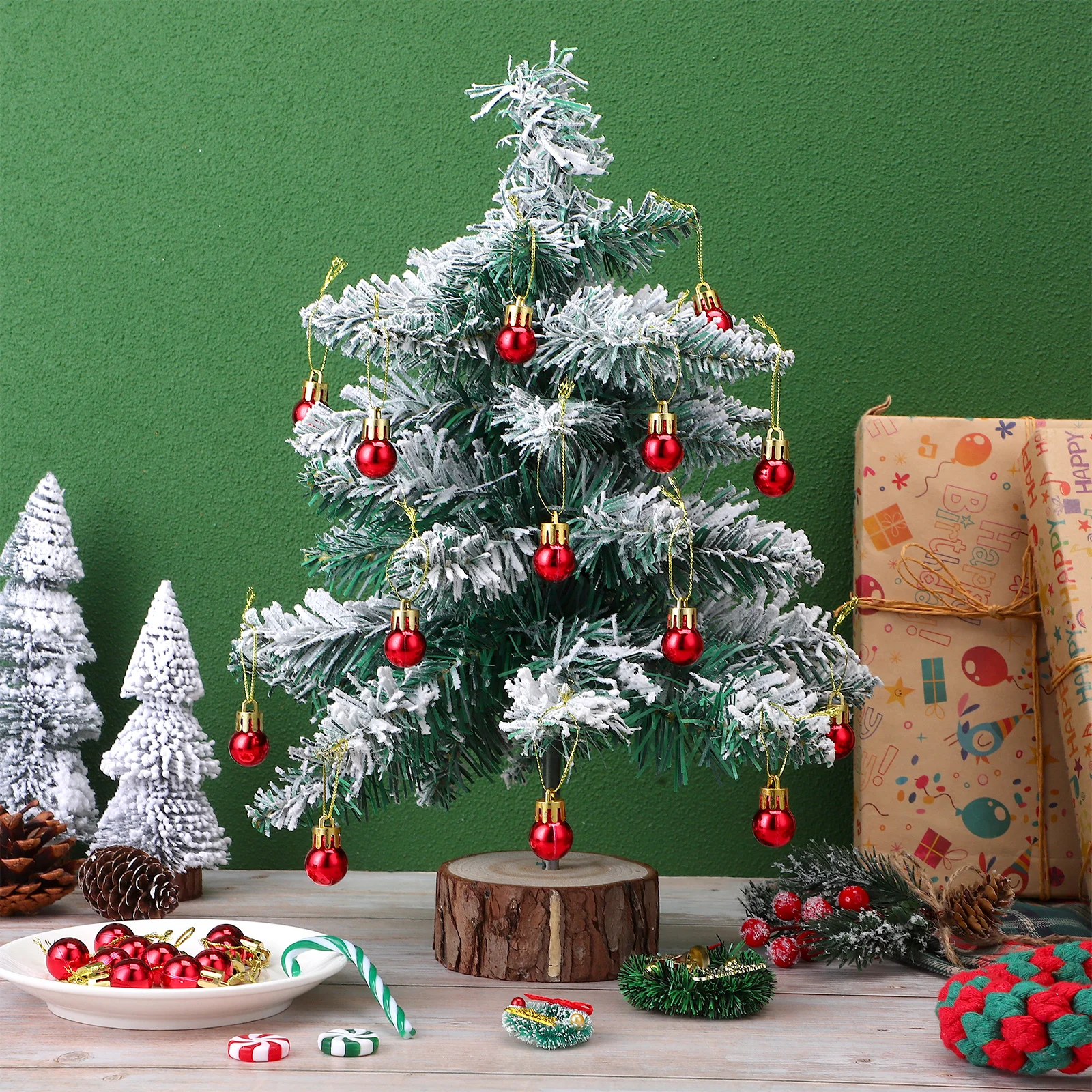 

24pcs 2Cm Mini Ball Decor Christmas Pendant Lightweight Hanging Ornament For Xmas Tree Home Party Graveyard Entryway Ceiling