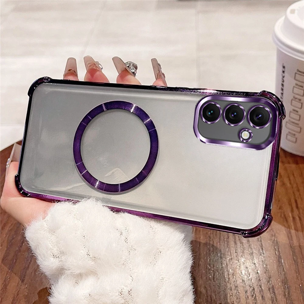 Luxury Plating Shockproof Magnetic Phone Case For Samsung A53 A52 A32 A13 A23 A33 A73 A12 A22 A02S A03S Clear Soft Silicon Cover