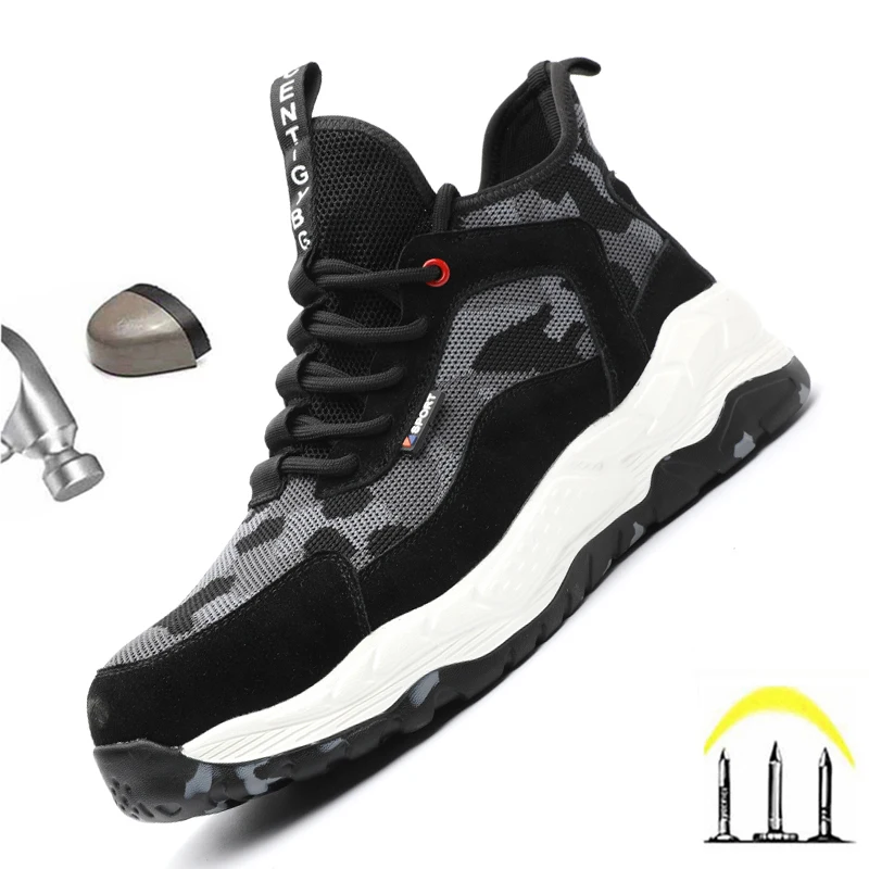 

Men's Lightweight Safety Shoes Mesh Breathable Anti-piercing Work Shoes Sports Shoes Steel Toe Shoes Indestructible Safety Shoes