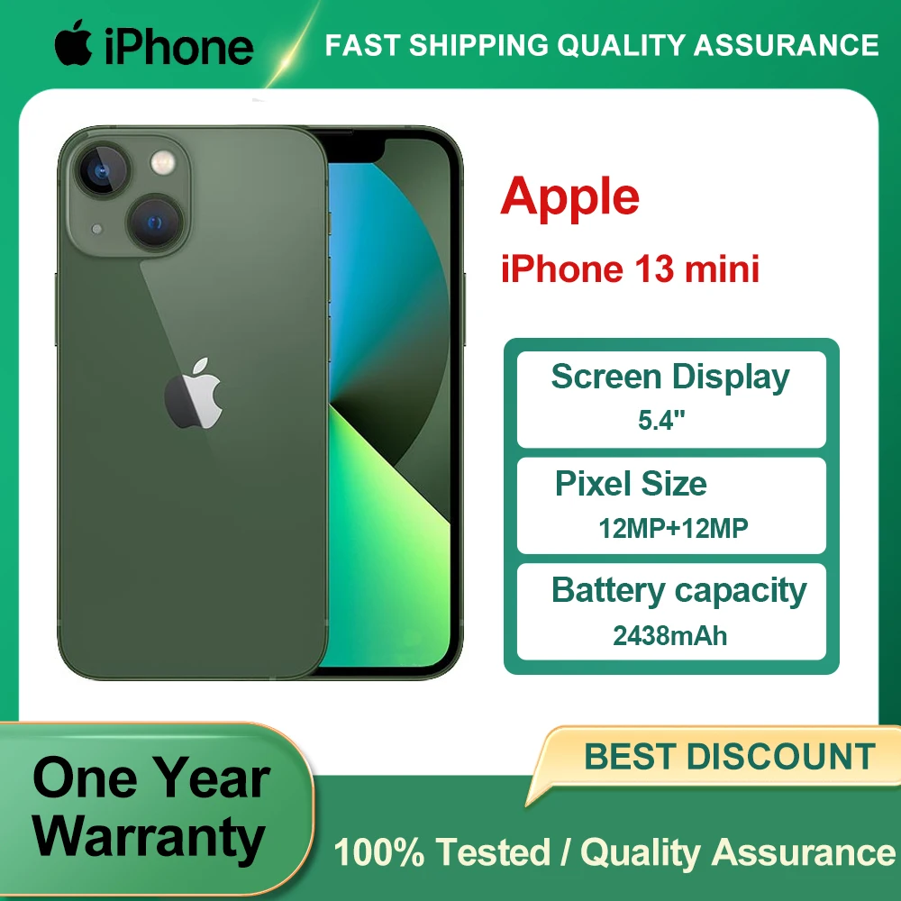 هاتف Apple iPhone 13 mini أصلي مستعمل غير مقفول 5G معرف الوجه 5.4 بوصة 128/256 جيجابايت ROM كاميرا 12 ميجابكسل هواتف ذكية Hexa-core IOS NFC