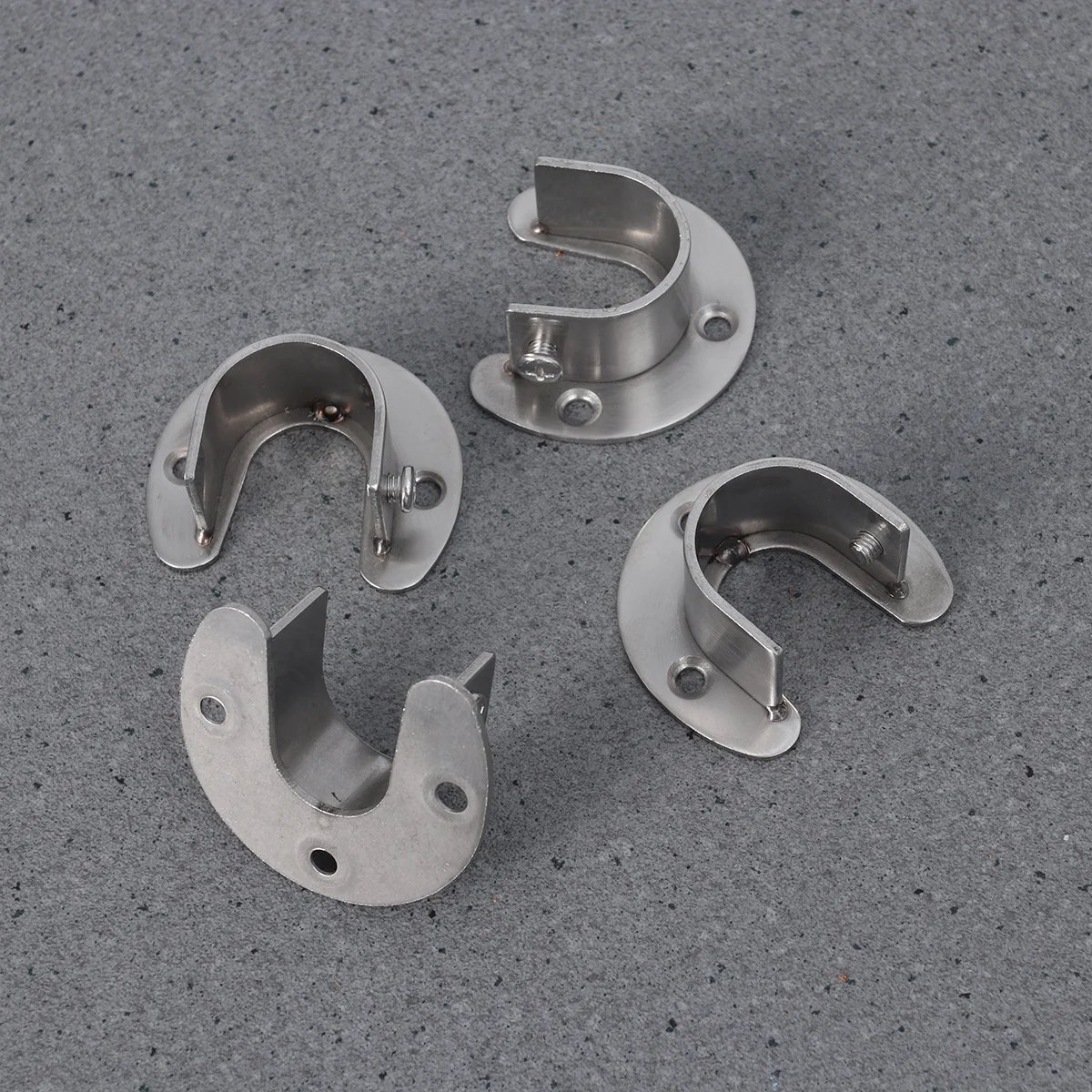 

4Pcs Heavy Duty U Shaped Stainless Steel Closet Pole Socket Bracket 25mm for Hanging Clothes Curtains Oval Rod End Supports