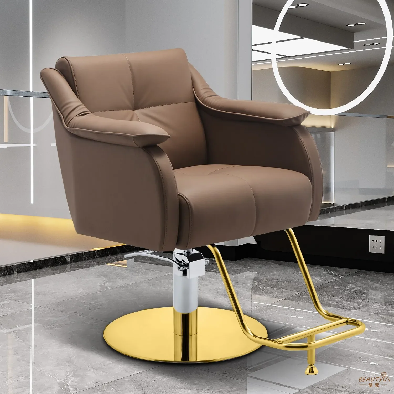 Stool Chair Barbershop Beauty Salon Decor Furniture Mirror Barberchair Auxiliary Master Wheels Professional Eyelash Saloon Set