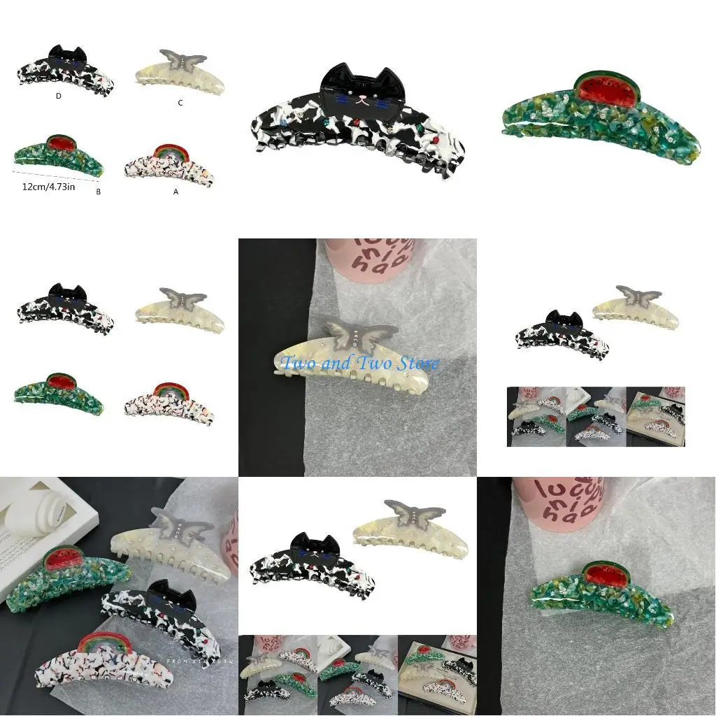 

HX6F Temperament Hair Claw Colorful Butterfly Hair Clip for Woman Carnivals Ponytail Hair Delicate Jaw Clip for Hot Girls