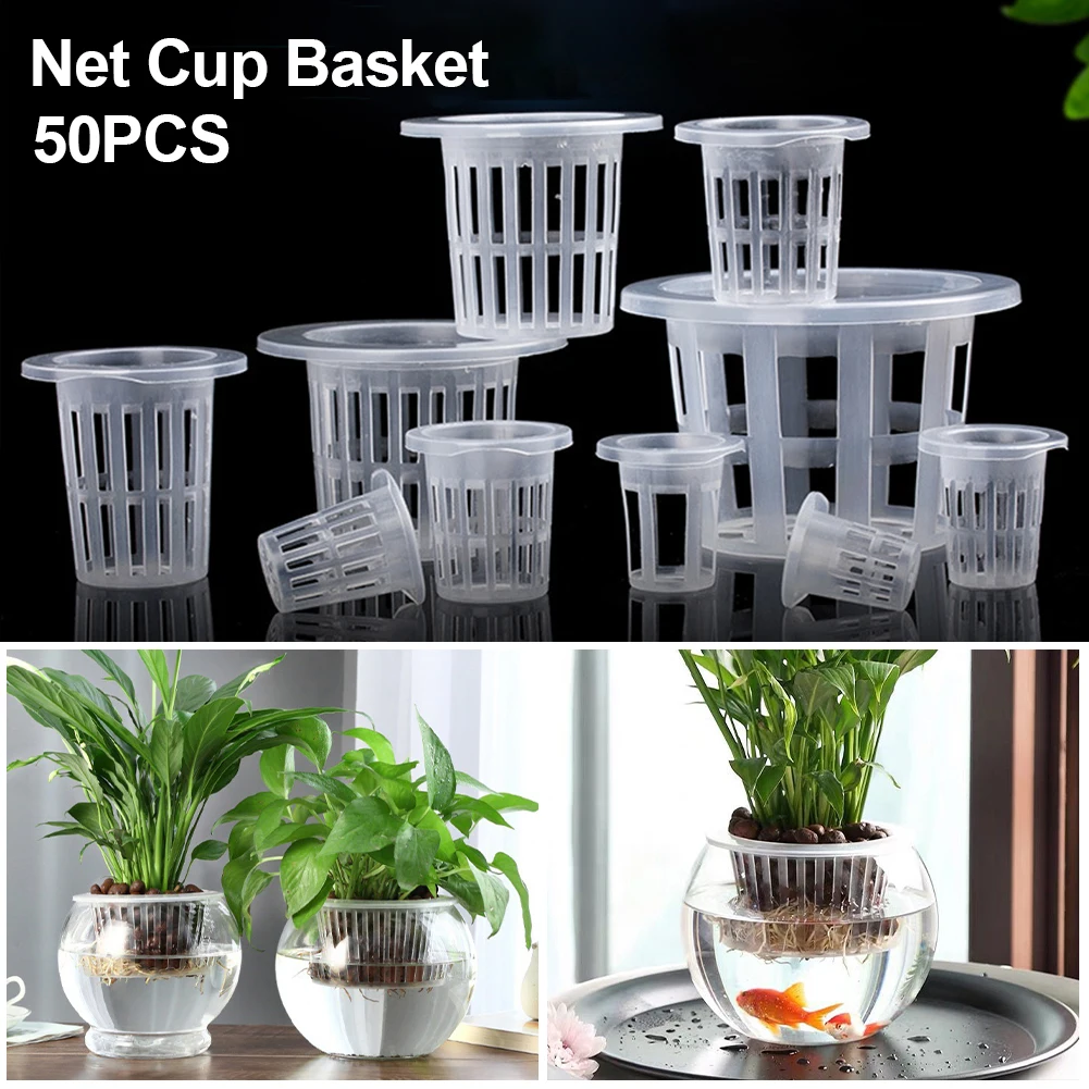 50Pcs/set Hydroponic Colonization Mesh Pot Net Cup Basket Hydroponic Aeroponic Planting Grow Clone Nursery Plant Soilless