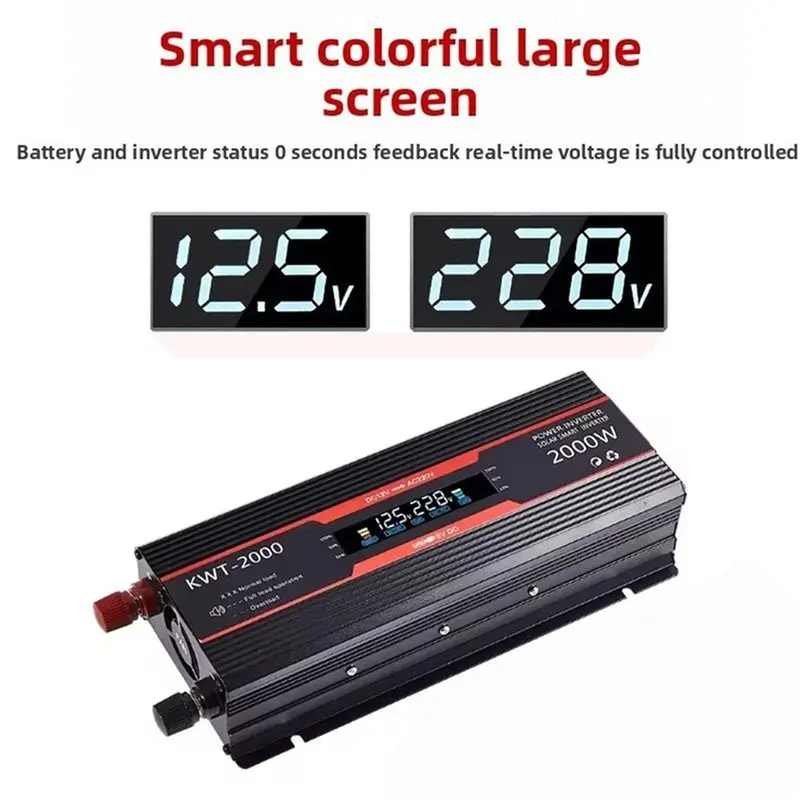 T23C Inverter 12V To 220V 2000W Solar Power Inverter Portable Voltage Transformer Auto Charger Converter Car Power Inverter