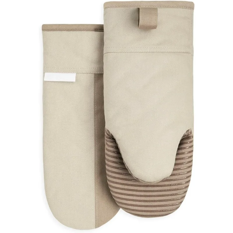 Beacon Two-Tone Non-Slip Oven Mitt Set, Milkshake/Beige, 5.75