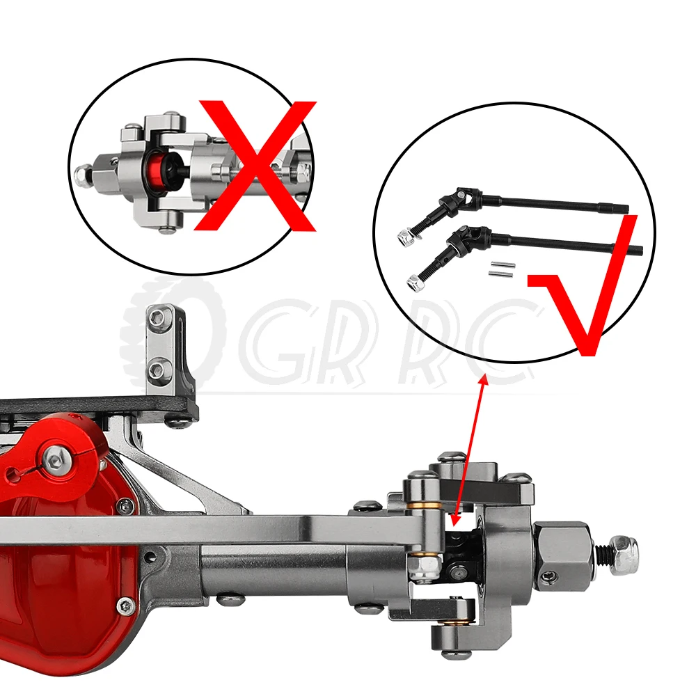 Upgraded Hard Steel Universal Front CVD Drive Shaft for 1/10 Axial SCX10 I Straight Front Axle RC Car Replacement Upgrade Parts