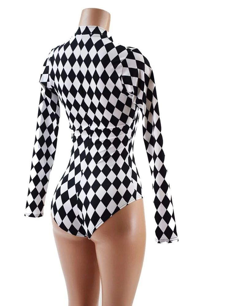 Sexy Ausgeschnittener Joker-Clown-Bodysuit im Gittermuster, Zirkus-Stil Bademode für Frauen, Strand-Club-Party-Surf-Beachwear-Kleidung Neu 2026 – Detail 5