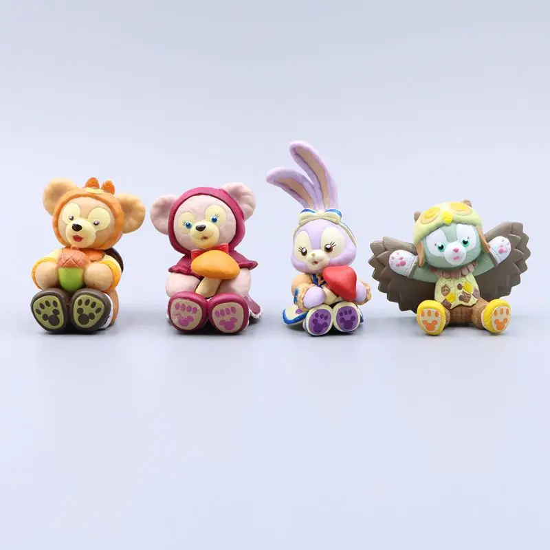 4Pcs Disney Duffy Action Figure Cartoon Toy Cute GK Model Collectible Anime Fashion Ornament Hobby Doll Kids Surprise Xmas Gifts
