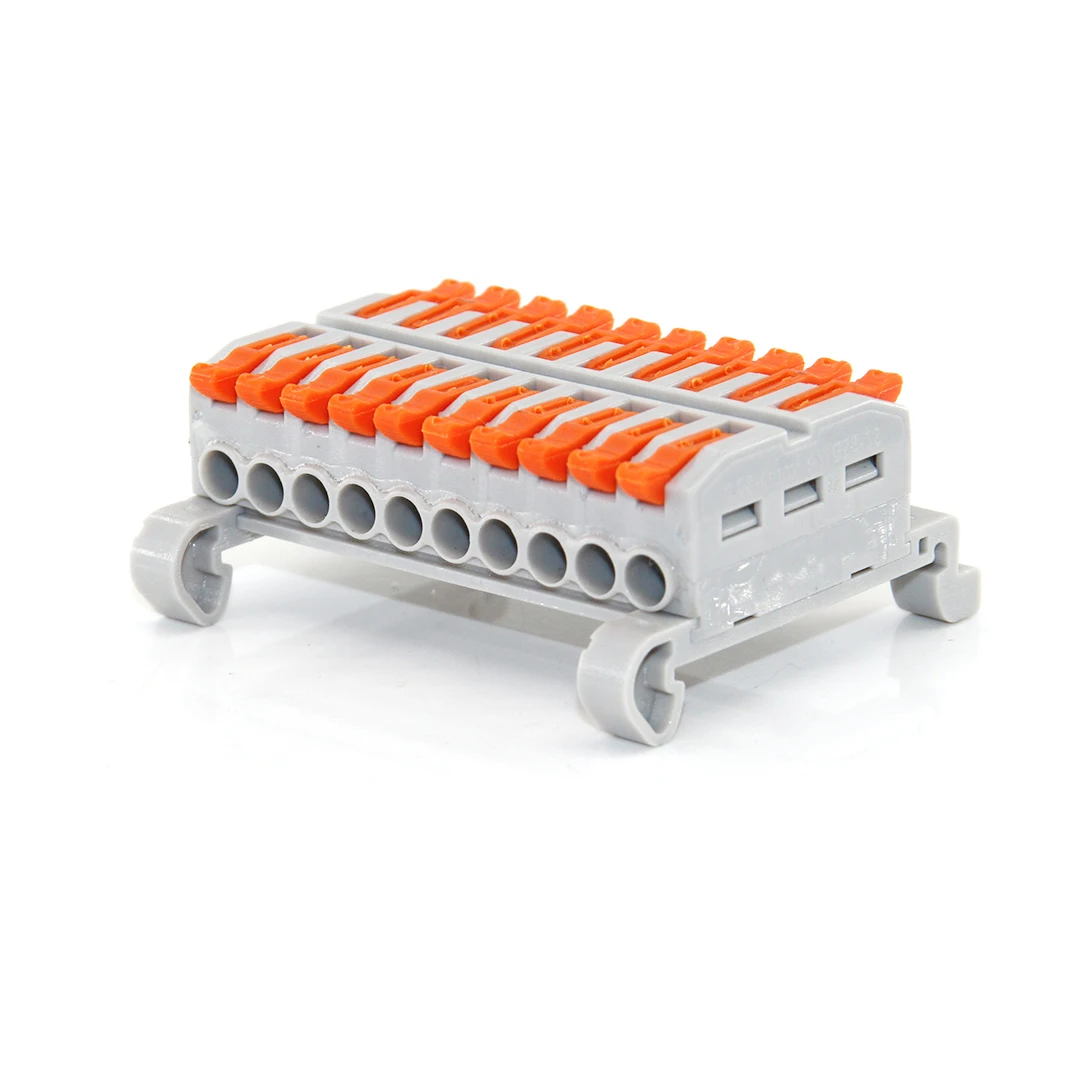 Fast Wire Electrical Connectors Din Rail Type Push-in Butt Terminal Block Universal Compact Conductor Wiring Cable