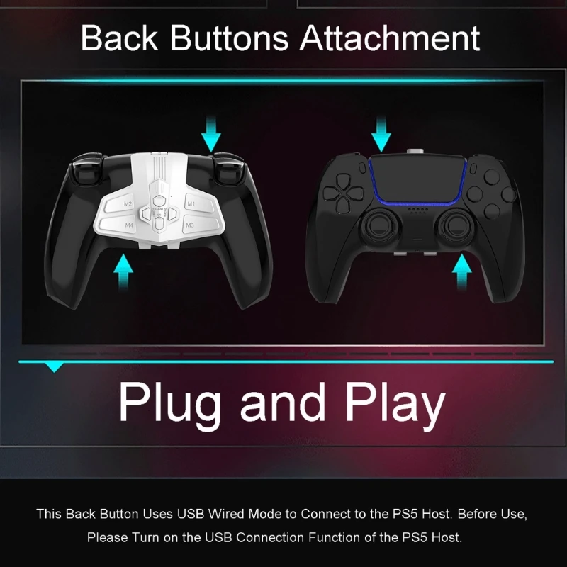 Programmeerbare back paddles-bevestiging voor PS5Dual PC Back Buttons & Backplate Remap met s Macro-functie