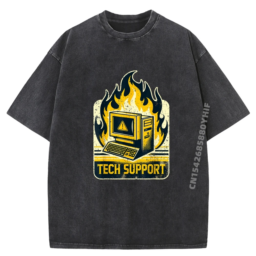 

Tech Support I Tech Engineer Casual Tees Mens Printed T-Shirt Graphic T Shirt Latest Vintage Washed Clothes
