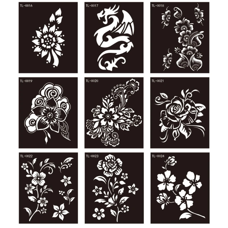 Hennas Tattoos Stencils Body Art Face Paint Stencils Hennas Tattoos Designs Templates Temporary Tattoos Sticker Reusable