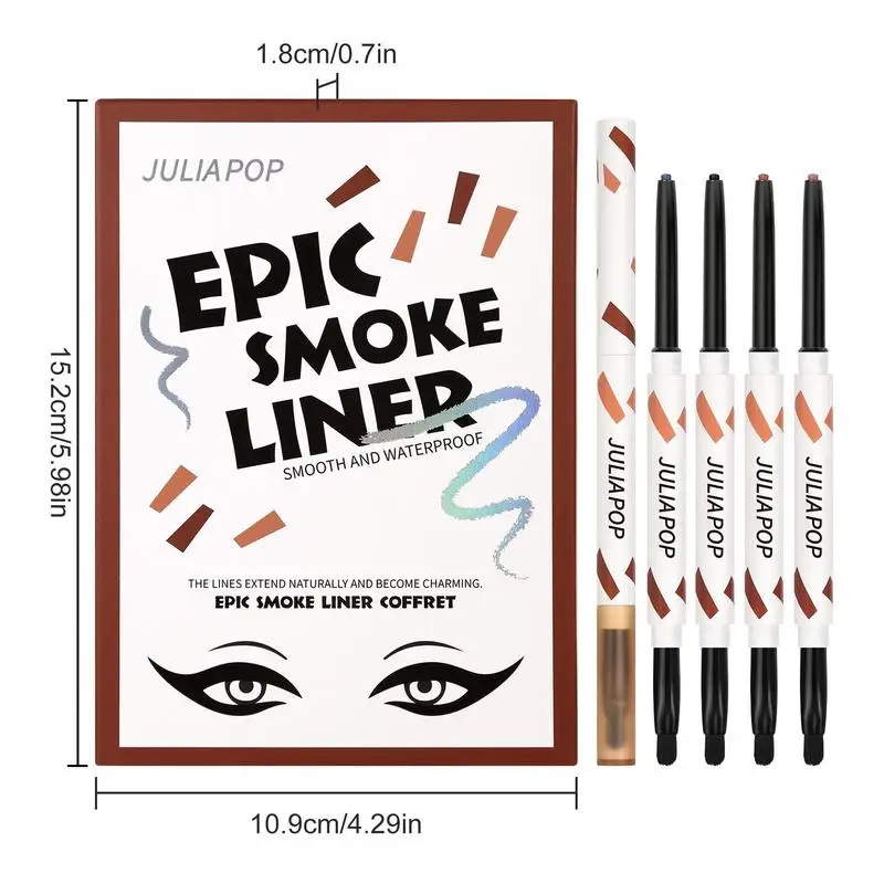 Waterdichte Eyeliner 4 Stuks Onder Eye Liner Verblijf Op Eye Liner Anti-Transpiratie Waterdicht Sterke Kleur Strelen Effect Voor