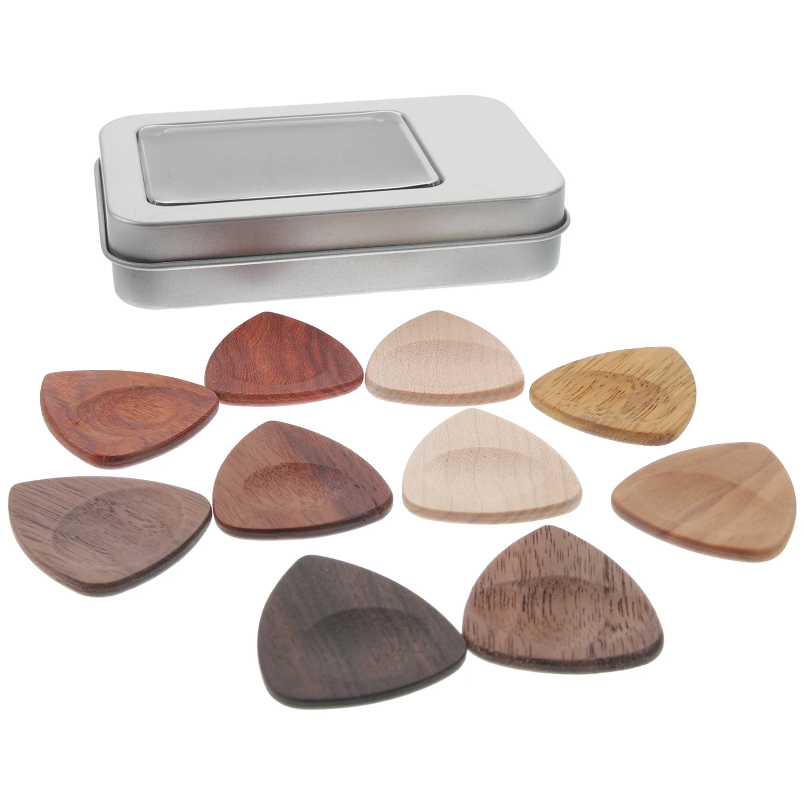 

Wooden Pick Set Guitar Picks with Case Acoustic Accessory Thick Tin Box and Electric