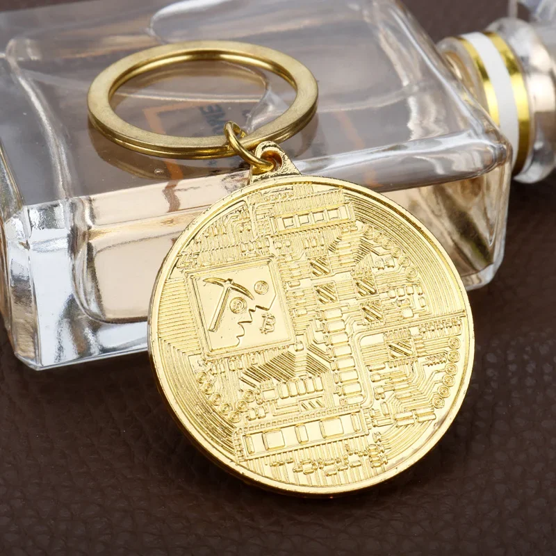 Conception de monnaie virtuelle classique, porte-clés en métal, pendentif de clé commémorative de pièce d'or, porte-clés pour hommes, cadeau d'anniversaire