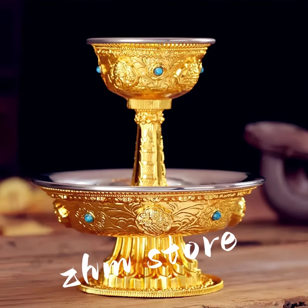 

Buddhist Manza Protection Dharma CupTantric Alloy Handicraft, Tibetan Tribute, Gilt Buddhism Plate, Home Gift, Indoor Decorative