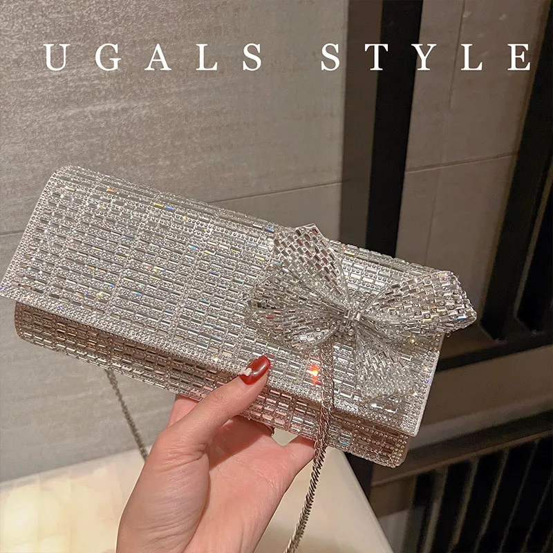 

Luxury Designer Rhinestone Diamond Evening Clutch Bag Dinner Party Bling Shiny Purse Shoulder Messenger Bag Women's Handbag