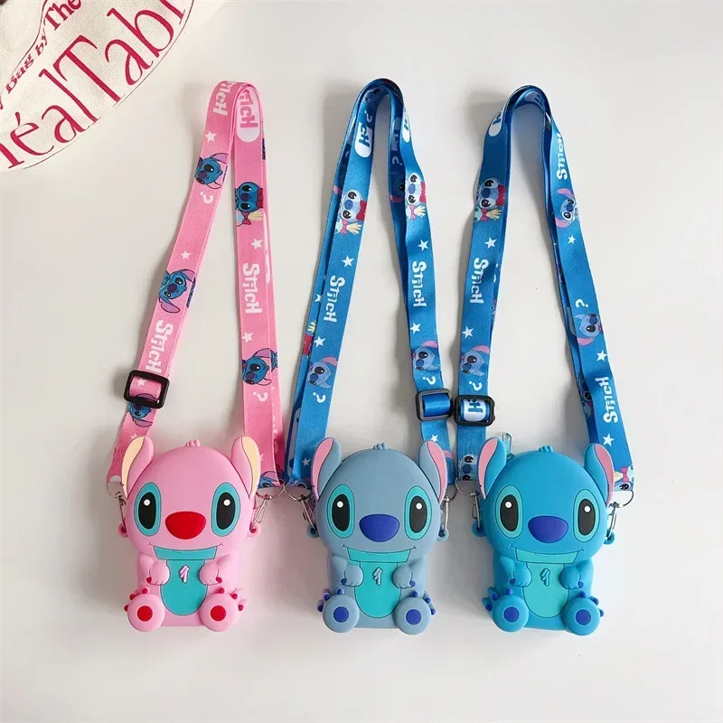 

New Kids Kawaii Disney Stitch Silicone Coin Purse Cartoon Children'S Bag Fashion Slung Princess Bag Mini Bag for Girl Gift