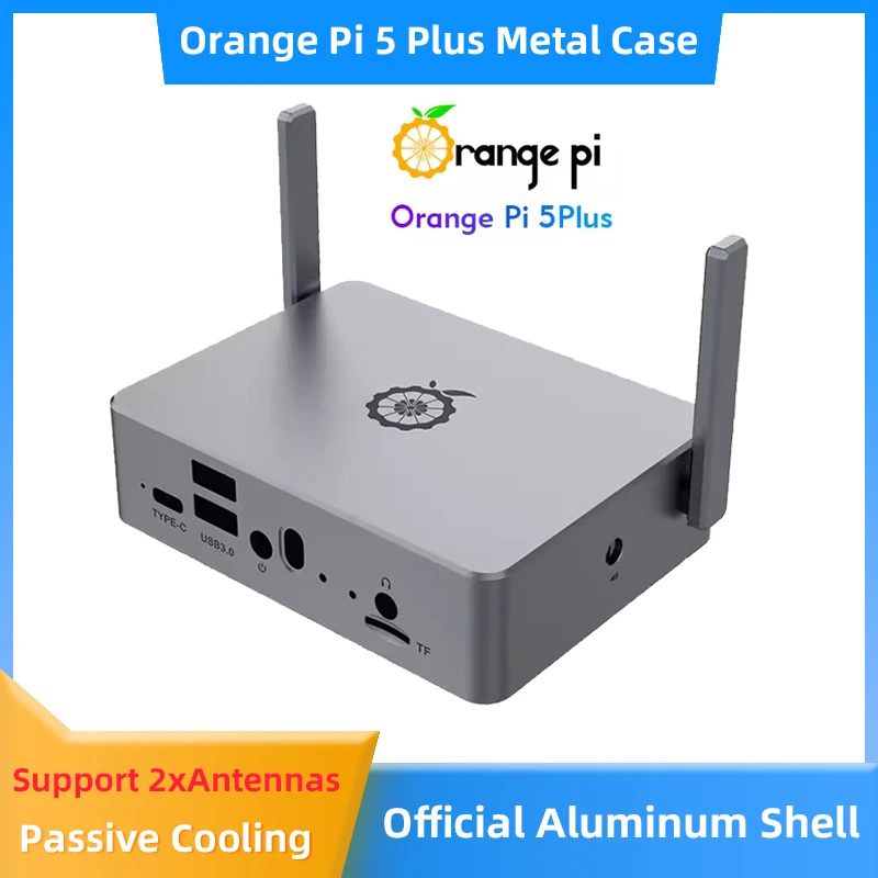 

Orange Pi 5 Plus Aluminum Case Metal Shell Passive Cooling Box Optional Antennas for OPI 5 Plus Development Board