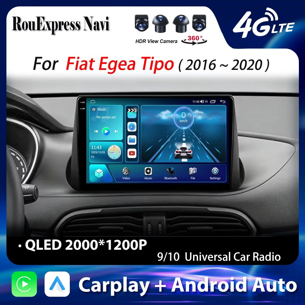 Image of Android Autoradio für Fiat Egea Tipo 2016 2017 2018 2019 2020 Auto-DVD Carplay Multimedia-Player GPS Video Radio Samochodowe 2din