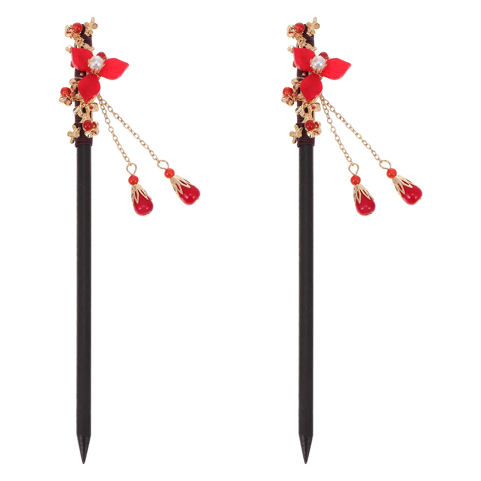 2Pcs Retro Hair Stick Chinese Style Elegant Hair Accessories Vintage Women Hairpin for Party Cosplay Folk-Custom Decorative