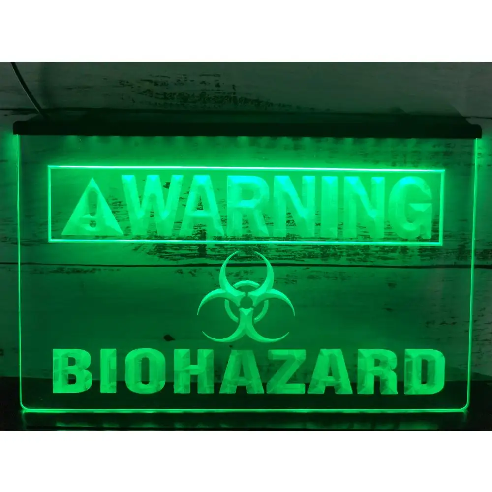 Warning Biohazard LED Neon Sign-3D Carving Wall Art for Home,Room,Bedroom,Office,Farmhouse Decor