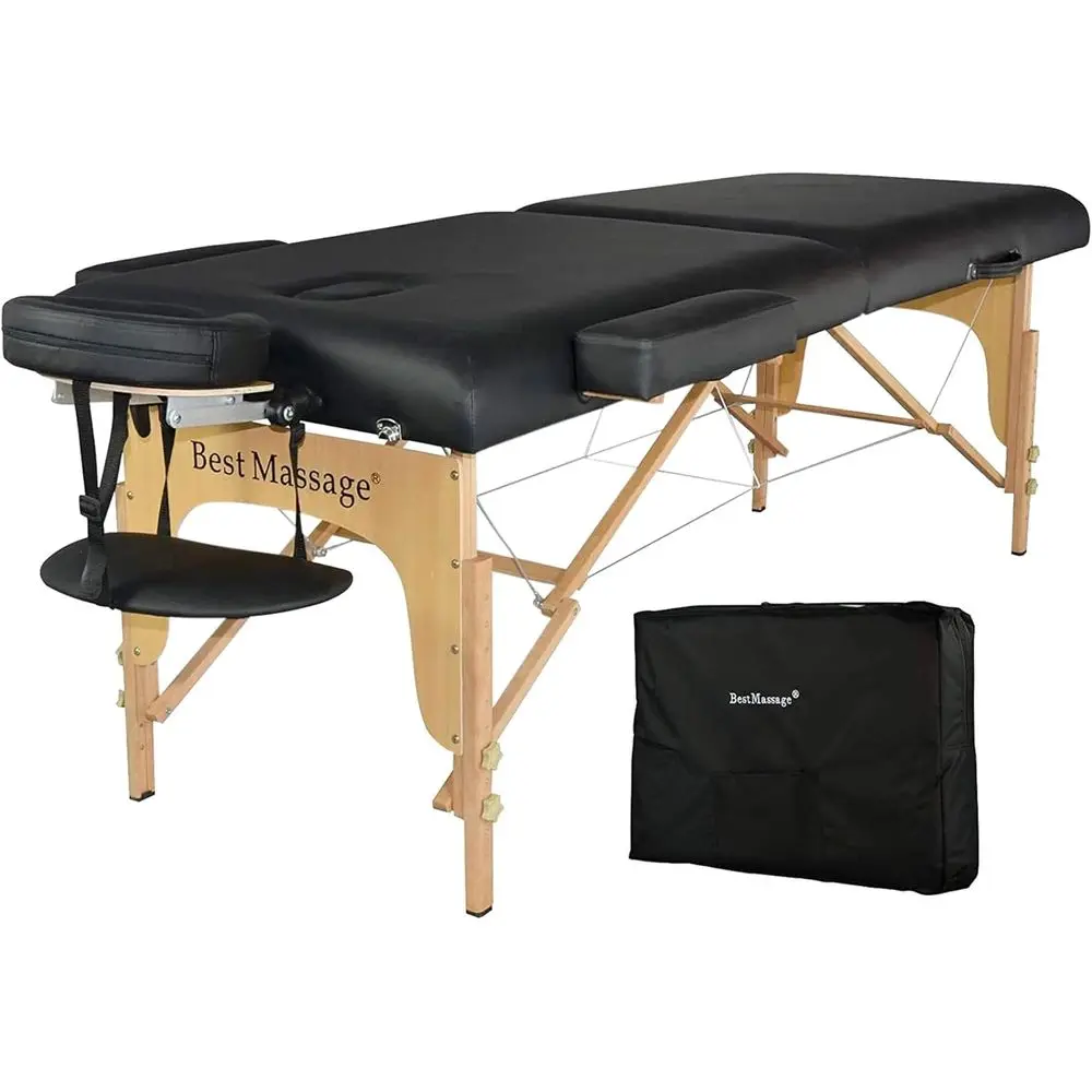 Tragbare Massageliege Spa-Liege 88L 35W Höhenverstellbar 2,5 Zoll Schaumstoffpolster Massageliege Gesichtsauflage Tattoo-Liege mit Trolley