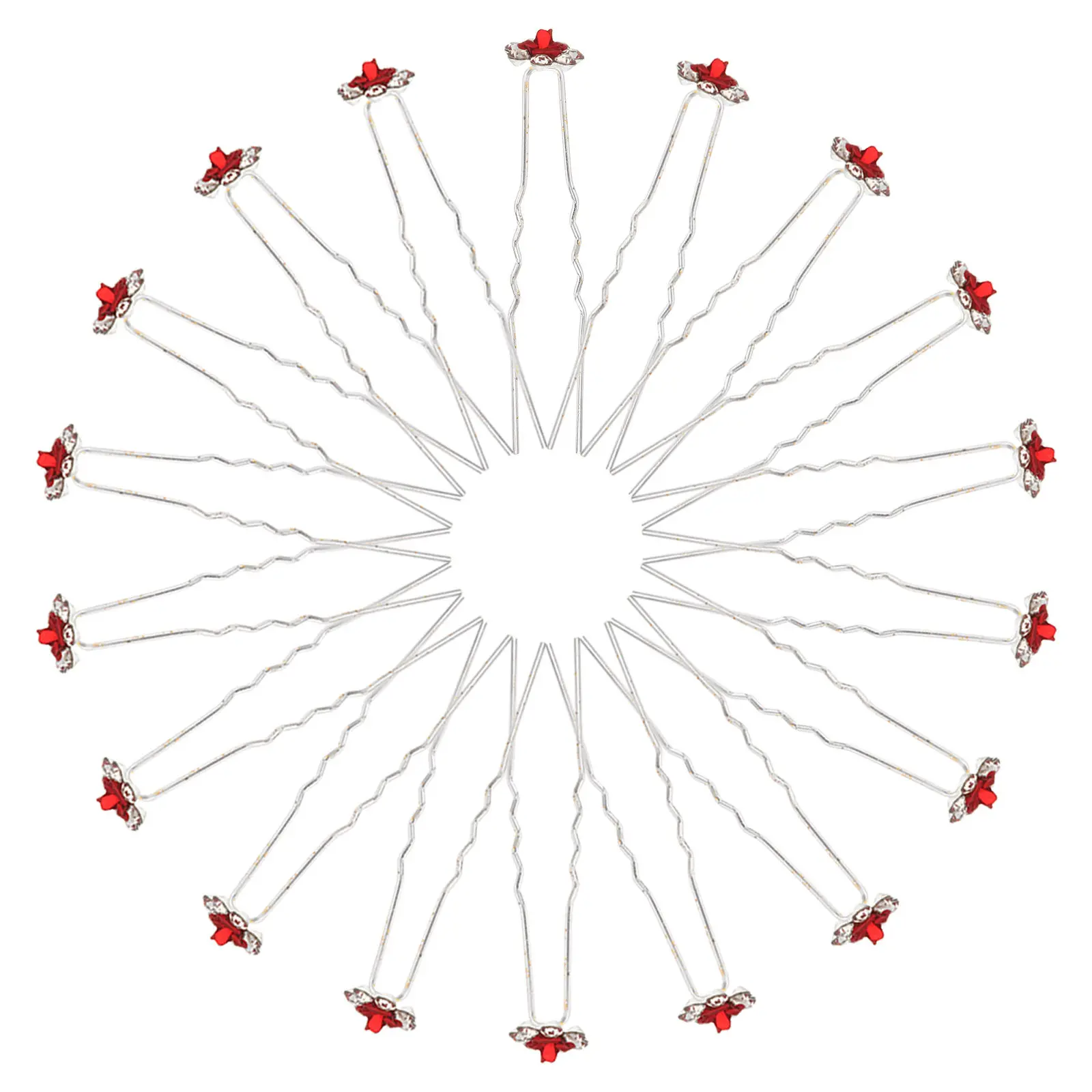

20 шт. заколок для волос в форме розы с кристаллами, U-образные зажимы, свадебные аксессуары для волос, заколки с стразами