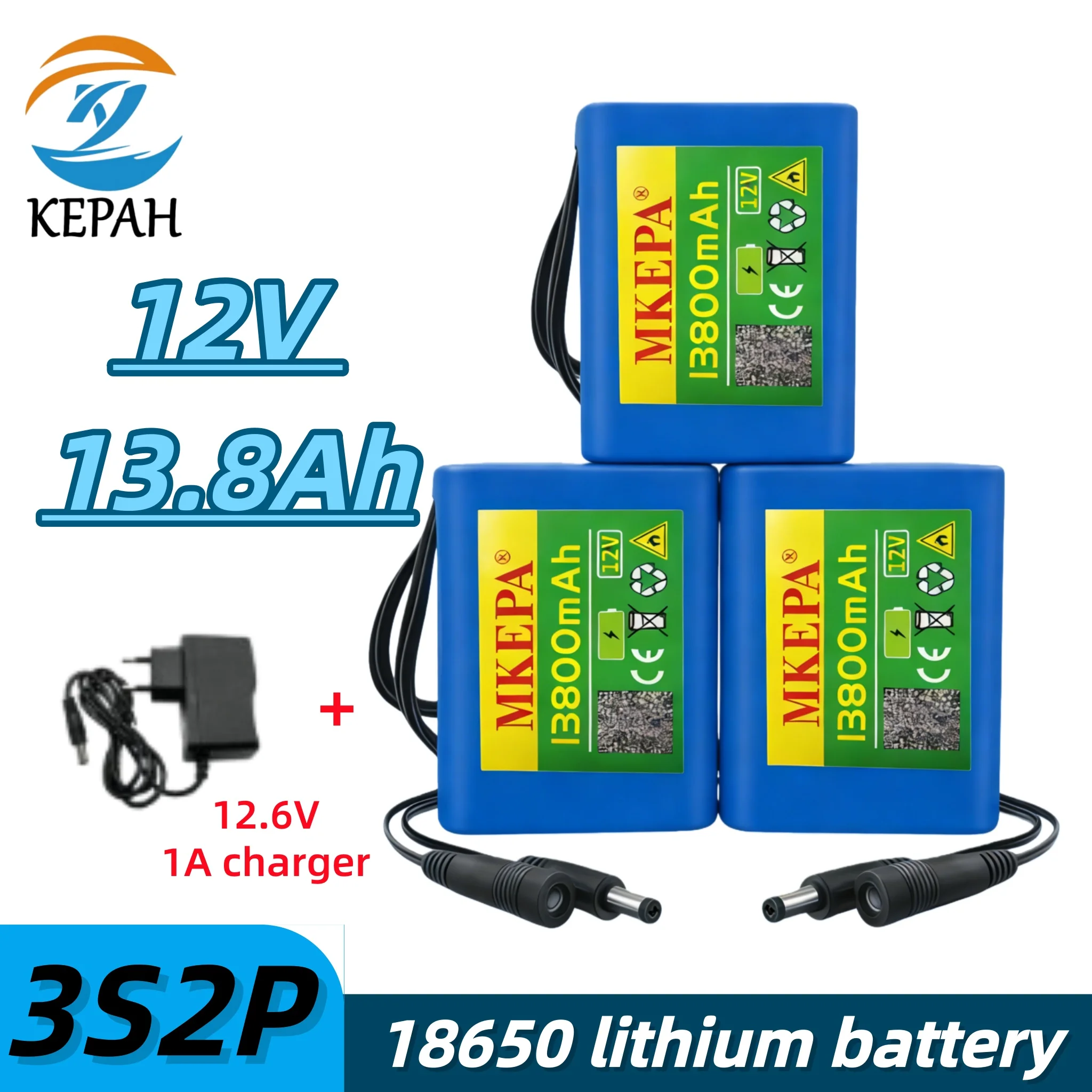 

12V 13.8Ah High-Capacity Battery Pack｜3S2P for CCTV/Camera Monitor with Charger Included
