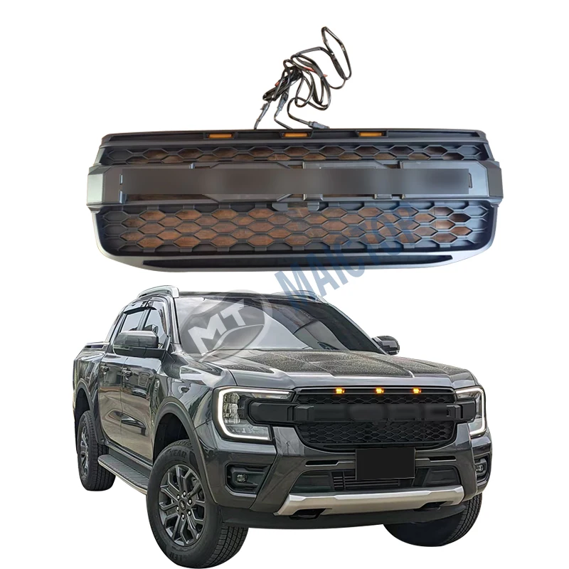 

Modification MAICTOP Auto Accessories Abs Plastic Facelift Front Bumper Grill for Ranger T9 XLS XL 2022 2023 Car Grille with Led