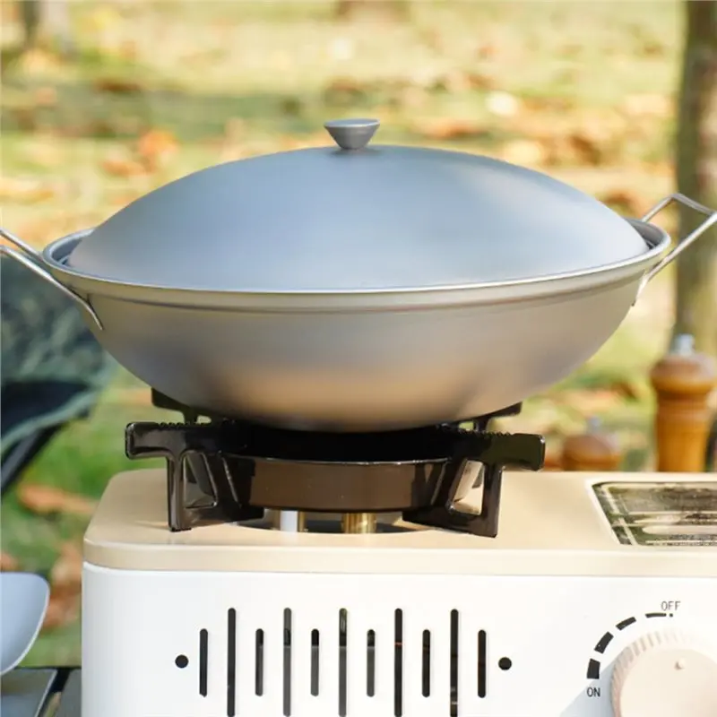 Ultralight For Picnic And Outdoor Camping Cooking Pot 24Cm Titanium Material For Stir Fry-AT36