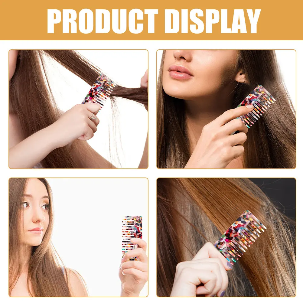 

2Pcs Fashionable Acetate Anti-Static Combs Smooth Frizz Detangler for Women Curly Hair Shower Styling Wet Hair Comb Set