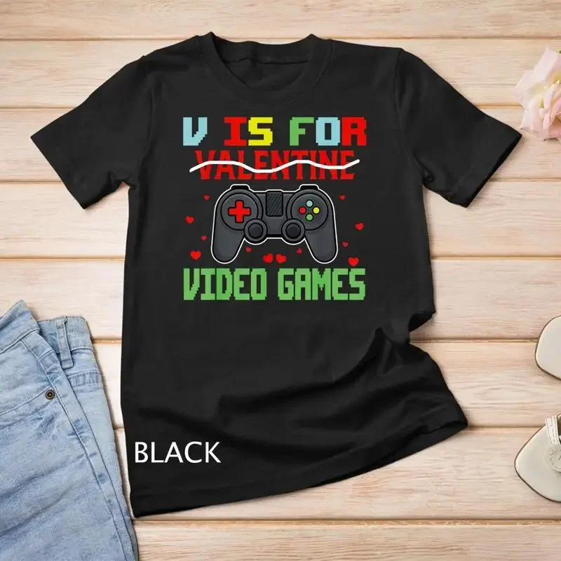 V Is For Video Games Funny Valentine Gamer Game Lover Gifts Unisex T shirt