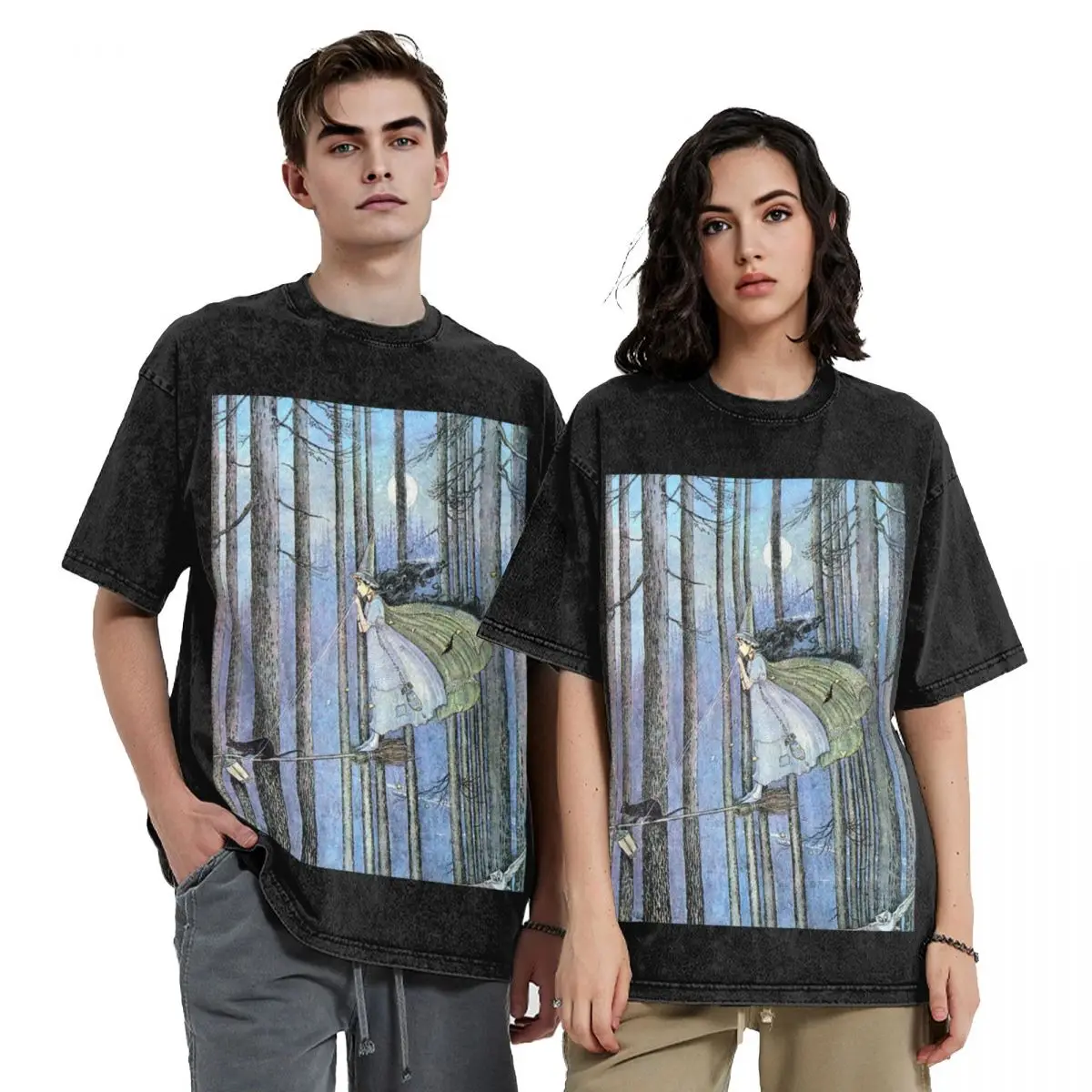 

Witch and Cat on Broom - Ida Rentoul Outhwaite T-Shirt sublime anime shirt customs design your own mens shirts graphic tee