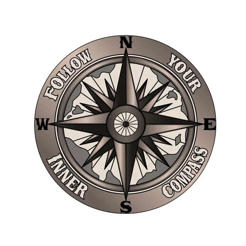 15cm Follow YOUR INNER COMPASS Car Sticker Automobiles Motorcycles PVC Stickers on Motorcycle Cover Scratches Accessories Cute,