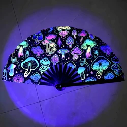 Creative Fluorescent Kung Fu Fan Foldable Festival Dancing Hand Fan Gradient Colorful Reflective Bamboo Bone Fan Bar Party Decor