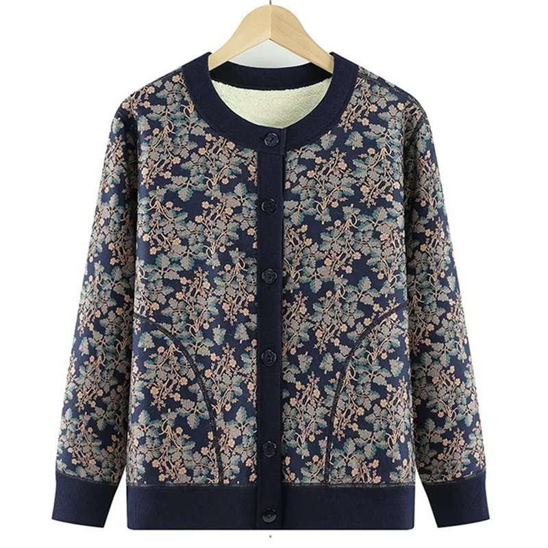 UHYTGF – manteau chaud en velours imprimé pour femme, veste coréenne ample pour mère, vêtement d'extérieur, 4XL, nouvelle collection automne hiver 2022, 2234