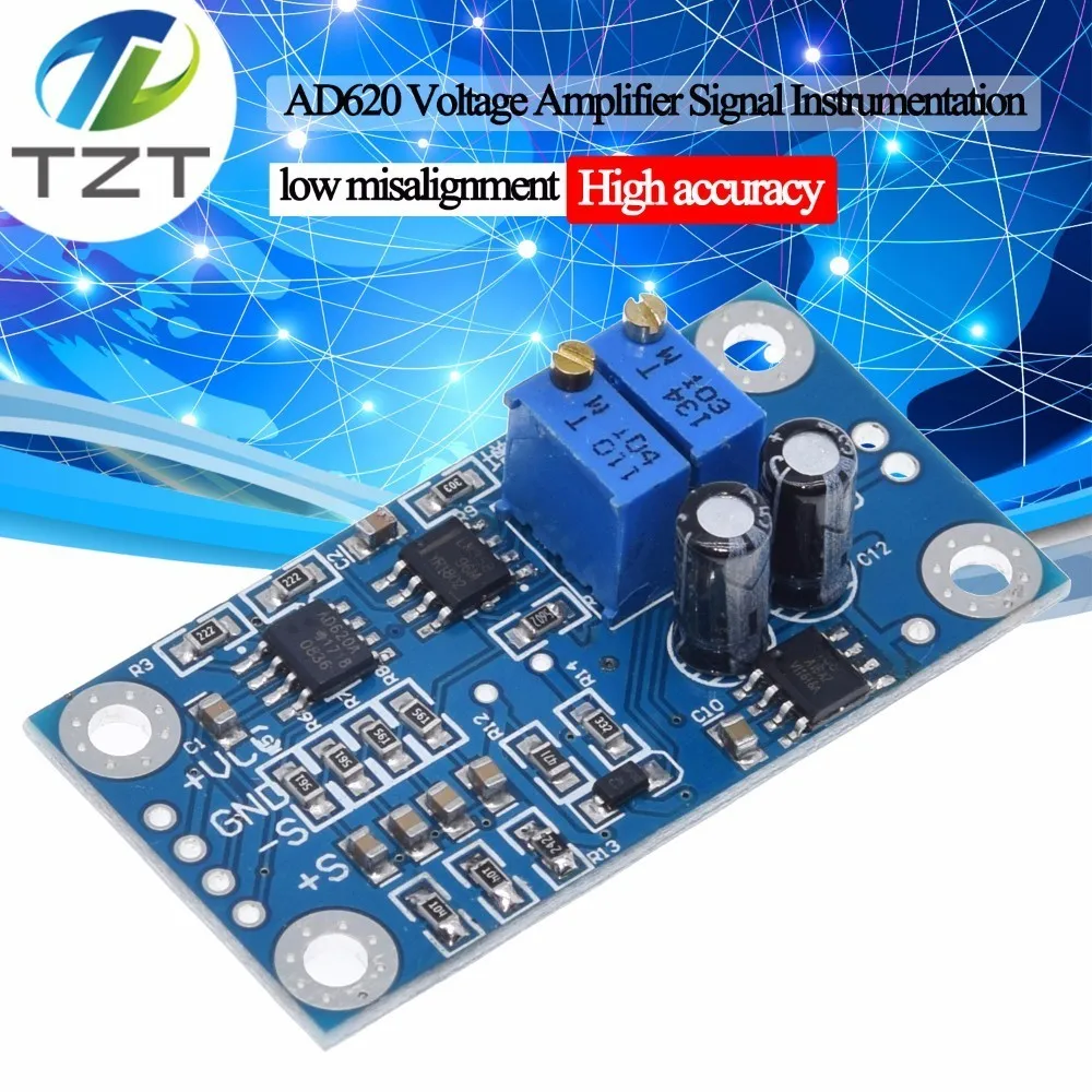 TZT AD620 Microvolt MV Voltage Amplifier Signal Instrumentation Module Board 3-12VDC New Arrival