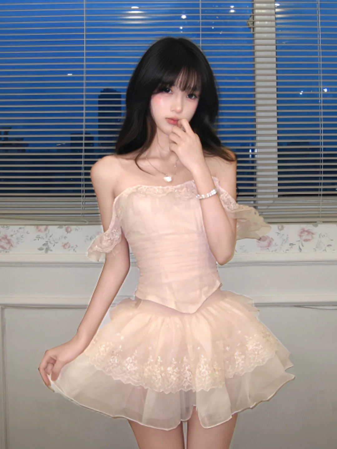 

Stylish Shoulder Bared Top And Skirt Two Piece Set Beautiful Summer Outfit Comfortable Cotton Blend Regular Fit Women's Set