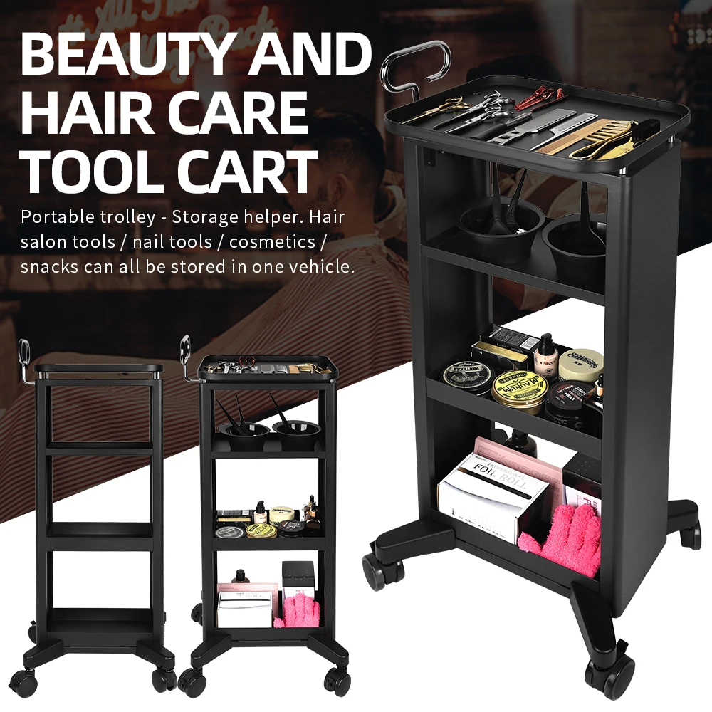 

Adjustable Height Aluminum Trolley Rolling Cart for Barber & Salon with Acrylic Storage for Spa, Beauty, Lash Tools