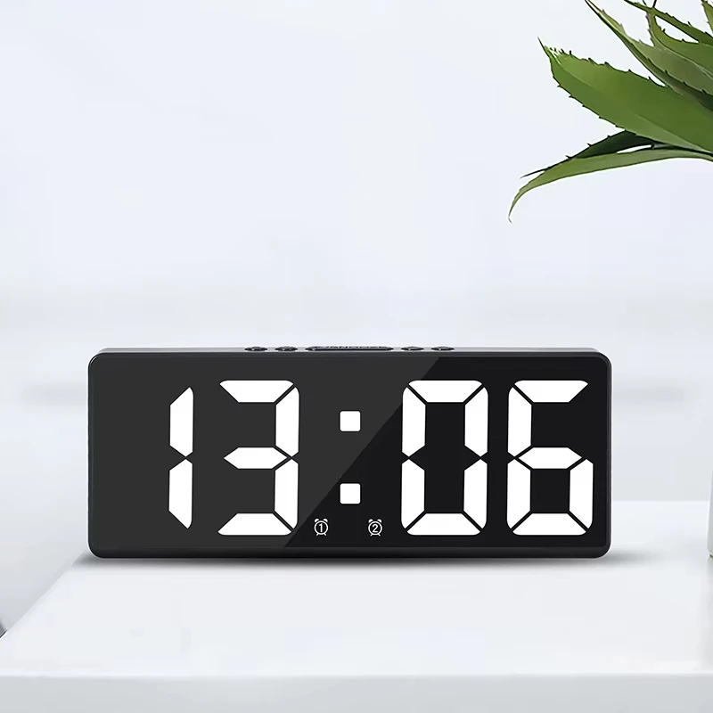Digital Alarm Clock Voice Control Temperature Snooze Night Mode 12/24H Anti-disturb Function LED Desktop Table Clock