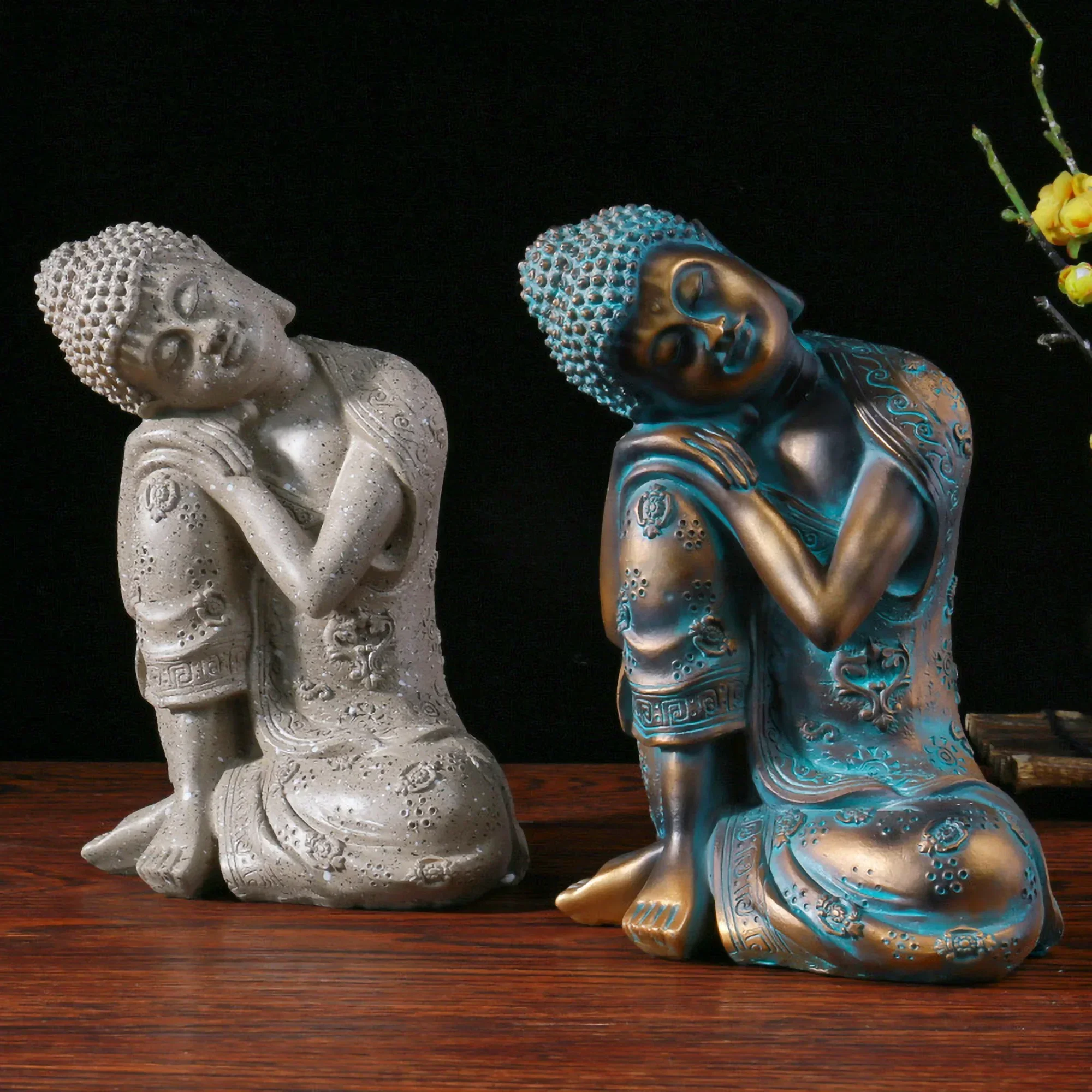 

South Asia Style Buddha Sleeping Thai Buddhist Statue Creative Home Decoration Polyresin Room Decor