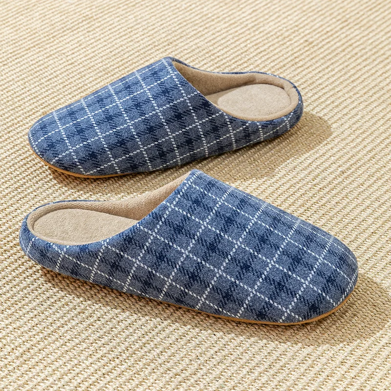 Männer Frühling Und Herbst Hause Stumm Hausschuhe Plaid Design Schlafzimmer Holz Boden Komfortable Weichen Boden Nicht-slip Stumm paar Stil – Detail 9