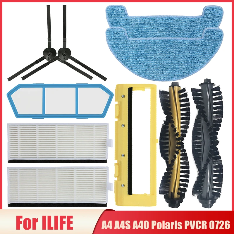 Accessories For iLife A4 A4S A40 Polaris PVCR 0726 0826 0926 Robot Vacuum Cleaner Main Side Brush Hepa Filter Mop Cloth Parts